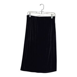 Hem & Thread Black Velvet Midi Skirt With Slit Size Medium